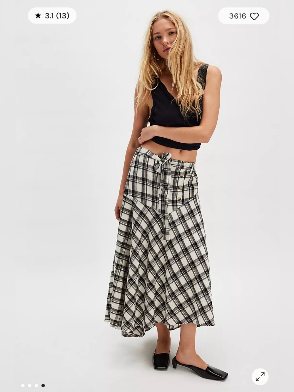 Free People After You Skirt in Black/Ivory Plaid Size S. NWOT - Picture 2 of 8